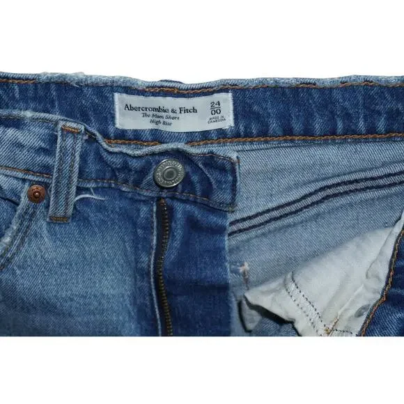 Abercrombie & Fitch The Mom Short High Rise Distressed Denim Cutoff Shorts 24/00 - Picture 2 of 4